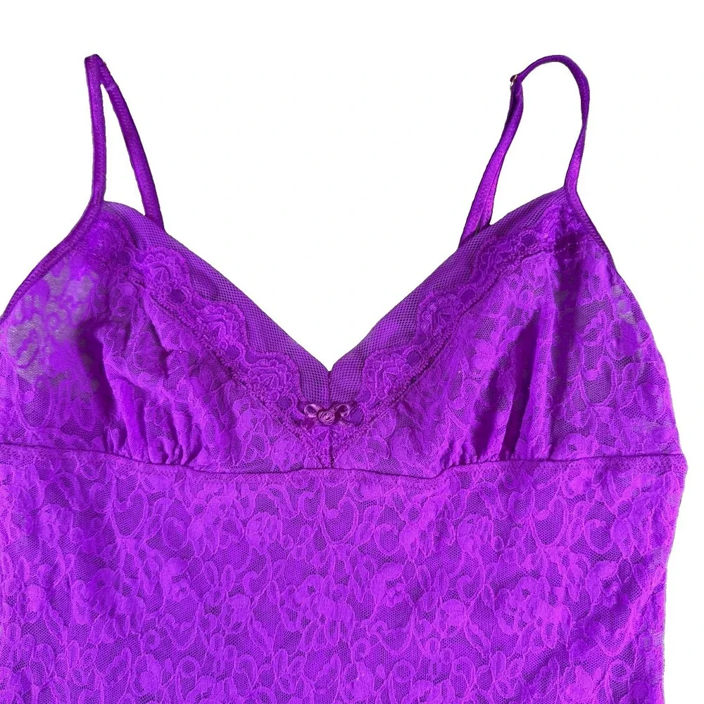 Victorias Secret The Lacie Lace Chemise Magenta Purple Slip Dress Large